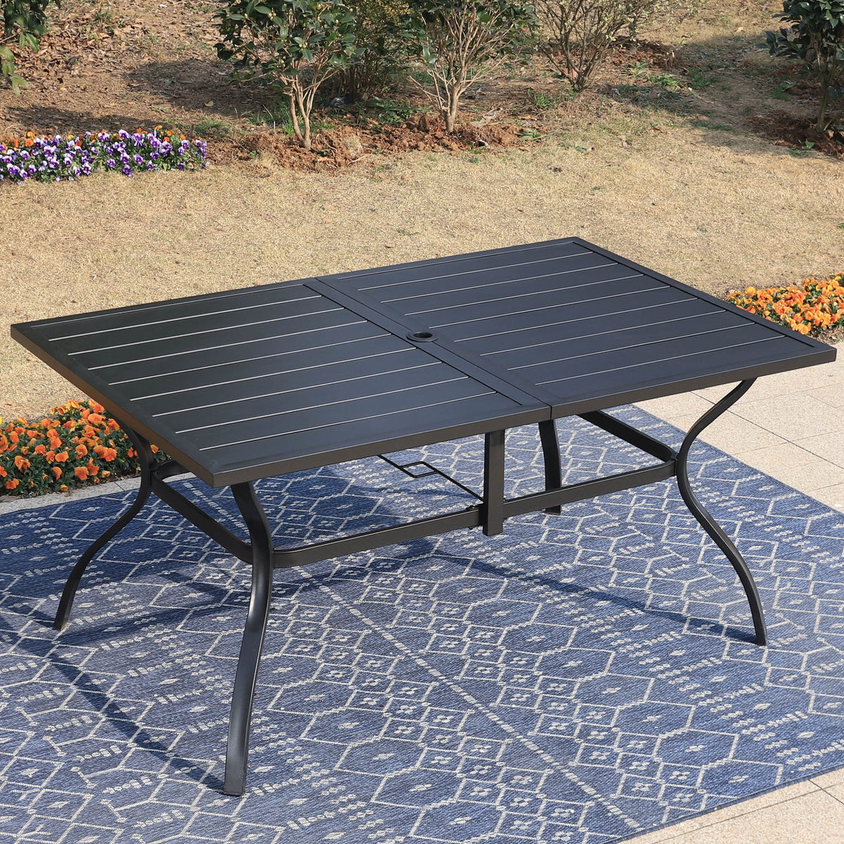 7-Piece Outdoor Dining Set with Swivel Cushioned Chairs & Rectangle Table C46720