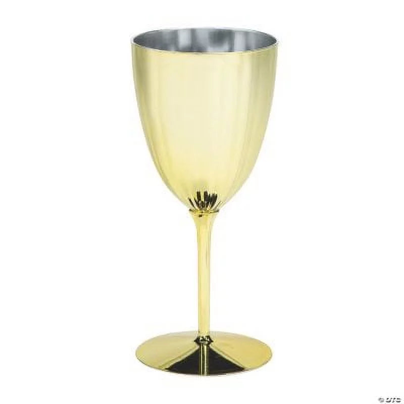 Gold Metallic Plastic Wine Glasses 12 Pcs R904687