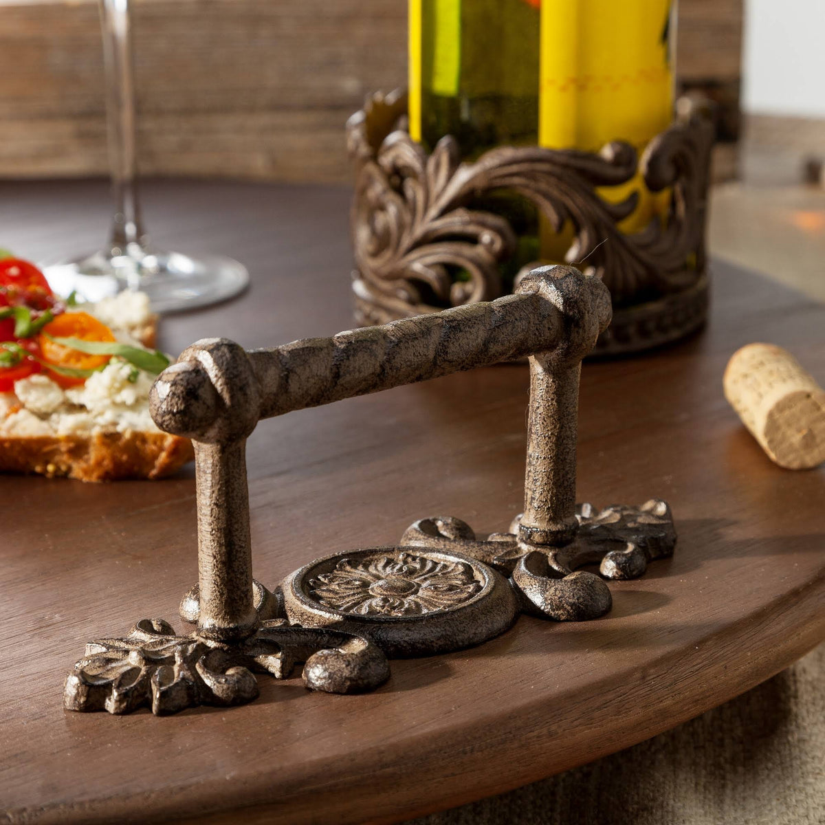 Wood Lazy Susan with Metal Handles N1034