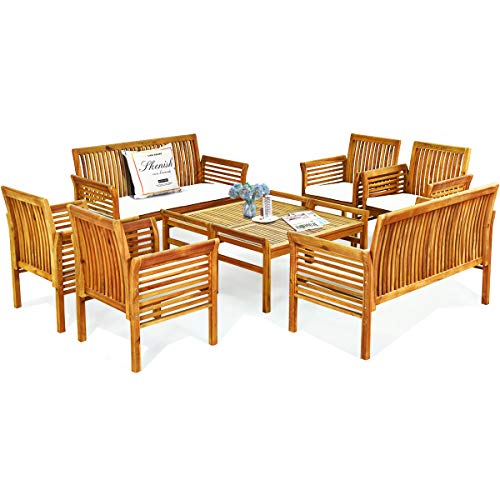 4 Piece Acacia Wood Outdoor Sofa Set with Cushions P72180