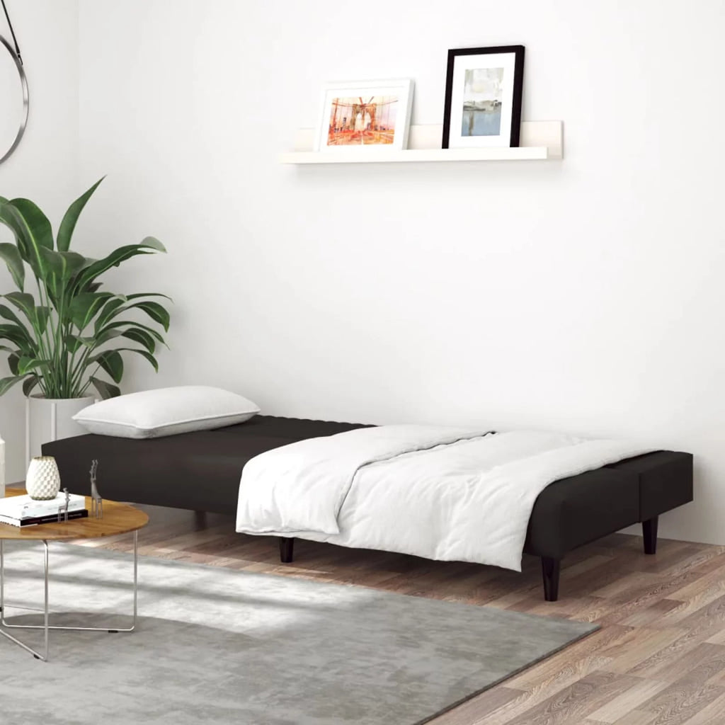 Black Velvet 2-Seater Sofa Bed V959