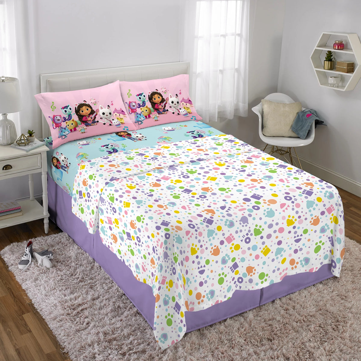 Kids Full Sheet Set, White and Blue M83816