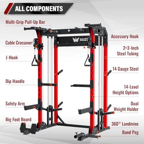 Multi-Functional Power Rack 1600lbs Capacity Squat Rack with Dual Pulley System M40457