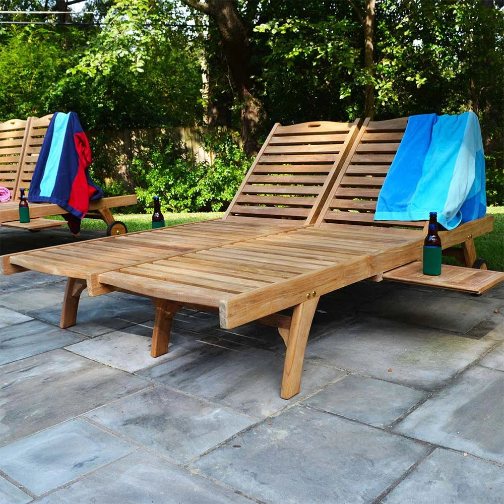 Grade A Teak Double Sun Lounger F383