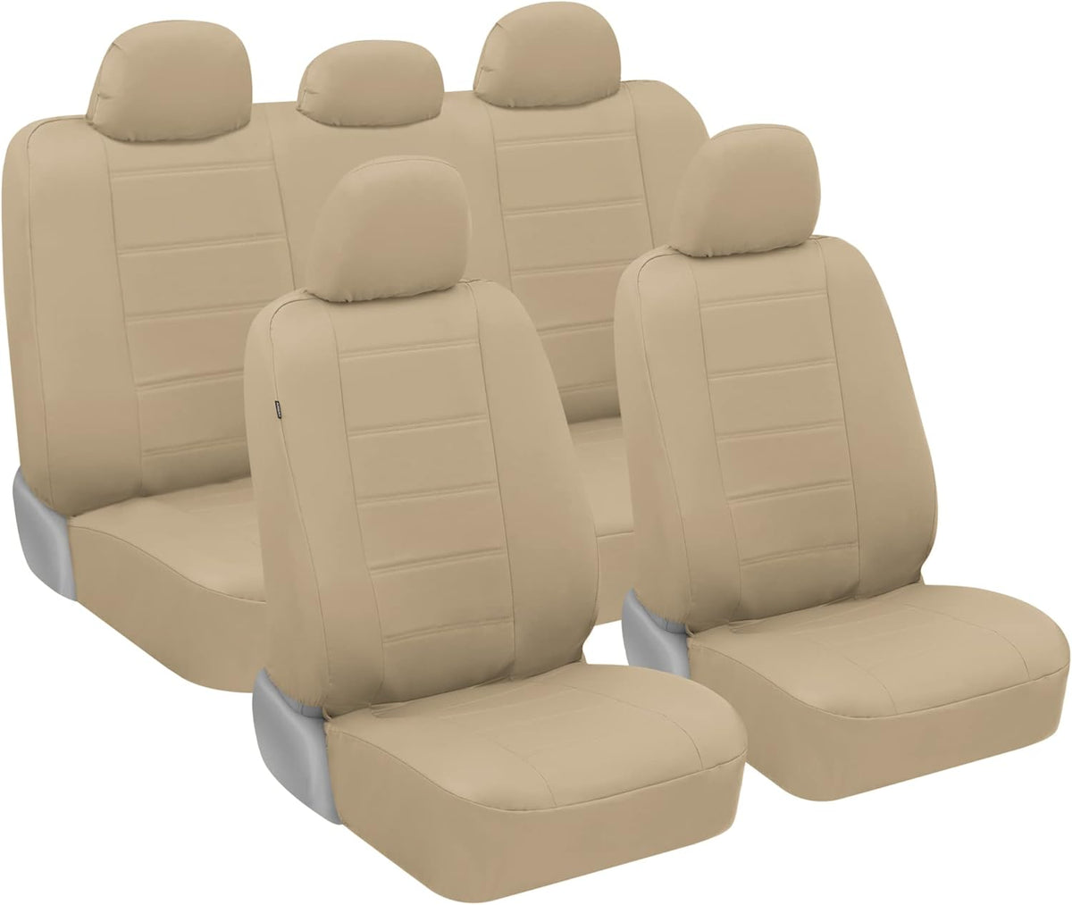 Beige Faux Leather Seat Covers Full Set Pack of 2 J754187