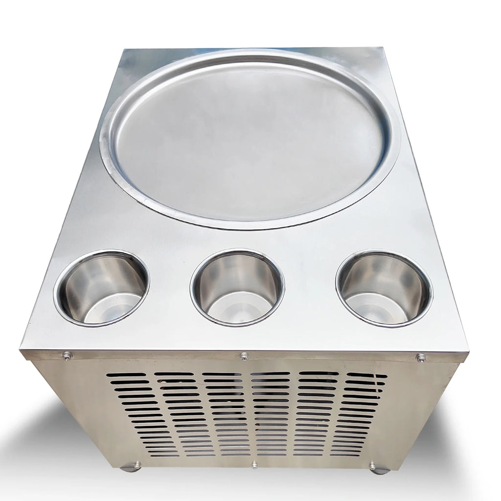 18'' Round Ice Pan Ice Cream Roll Machine, 3 Tanks O413