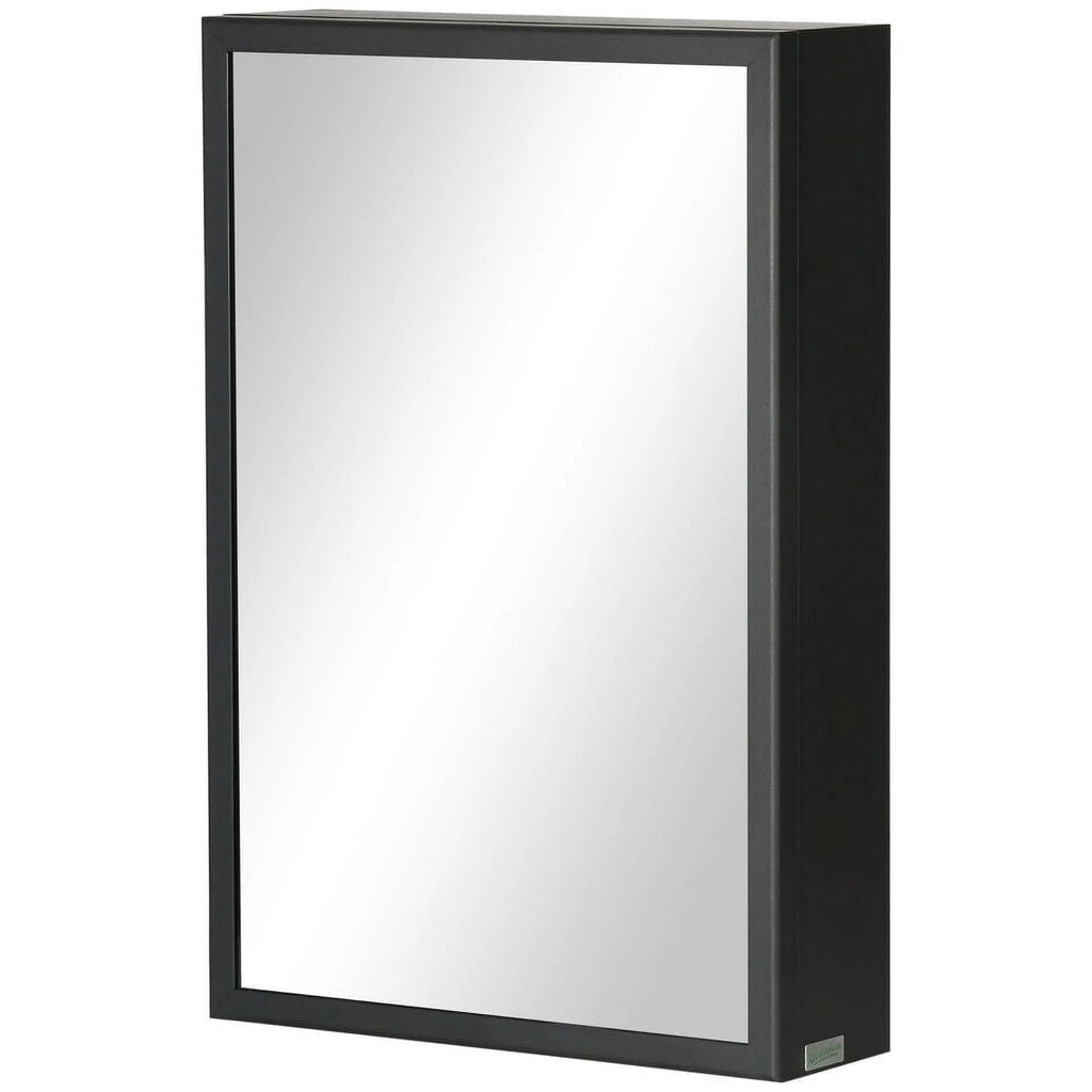 Black Bathroom Mirror with Storage Shelves U8075
