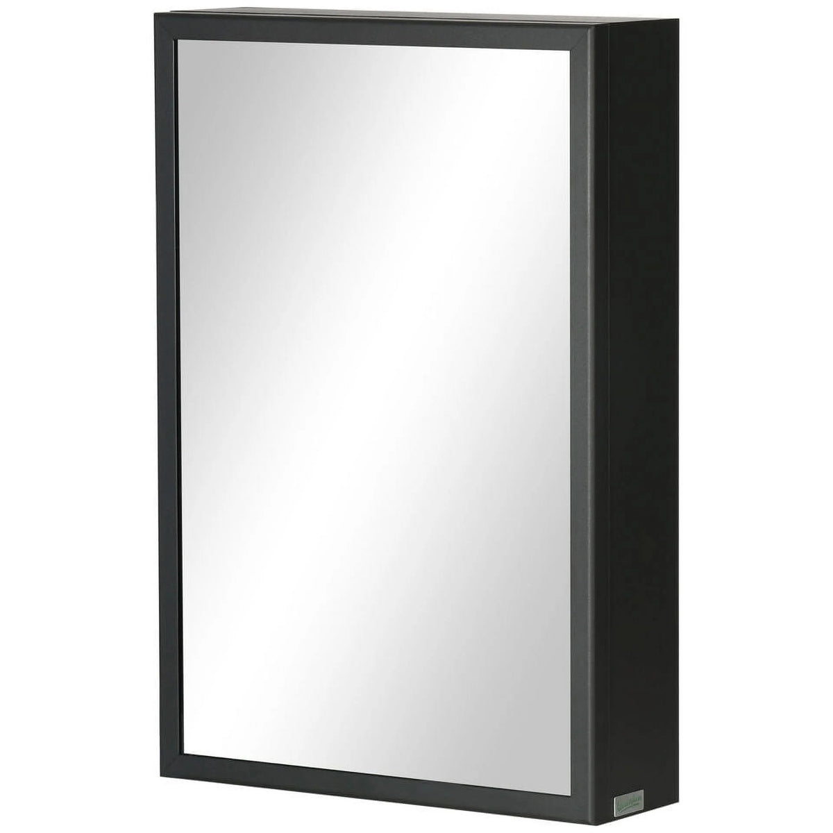 Black Bathroom Mirror with Storage Shelves U8075