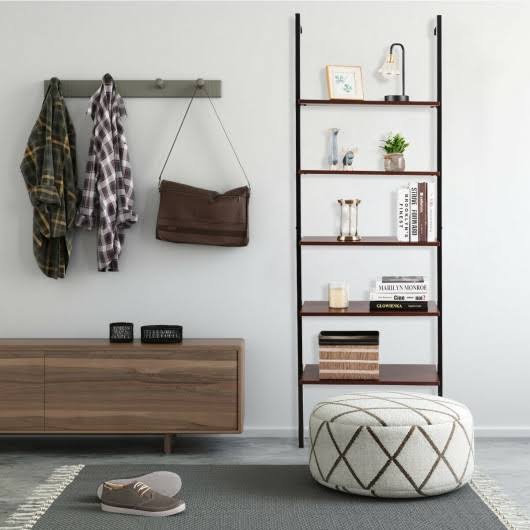 5-Tier Metal Frame Ladder Shelf Brown S727160