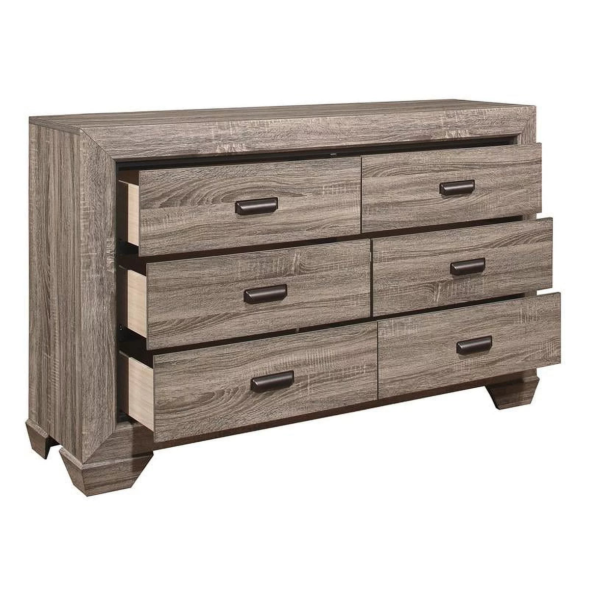Gray 6 Dovetail Drawers Modern Wood Dresser I445307