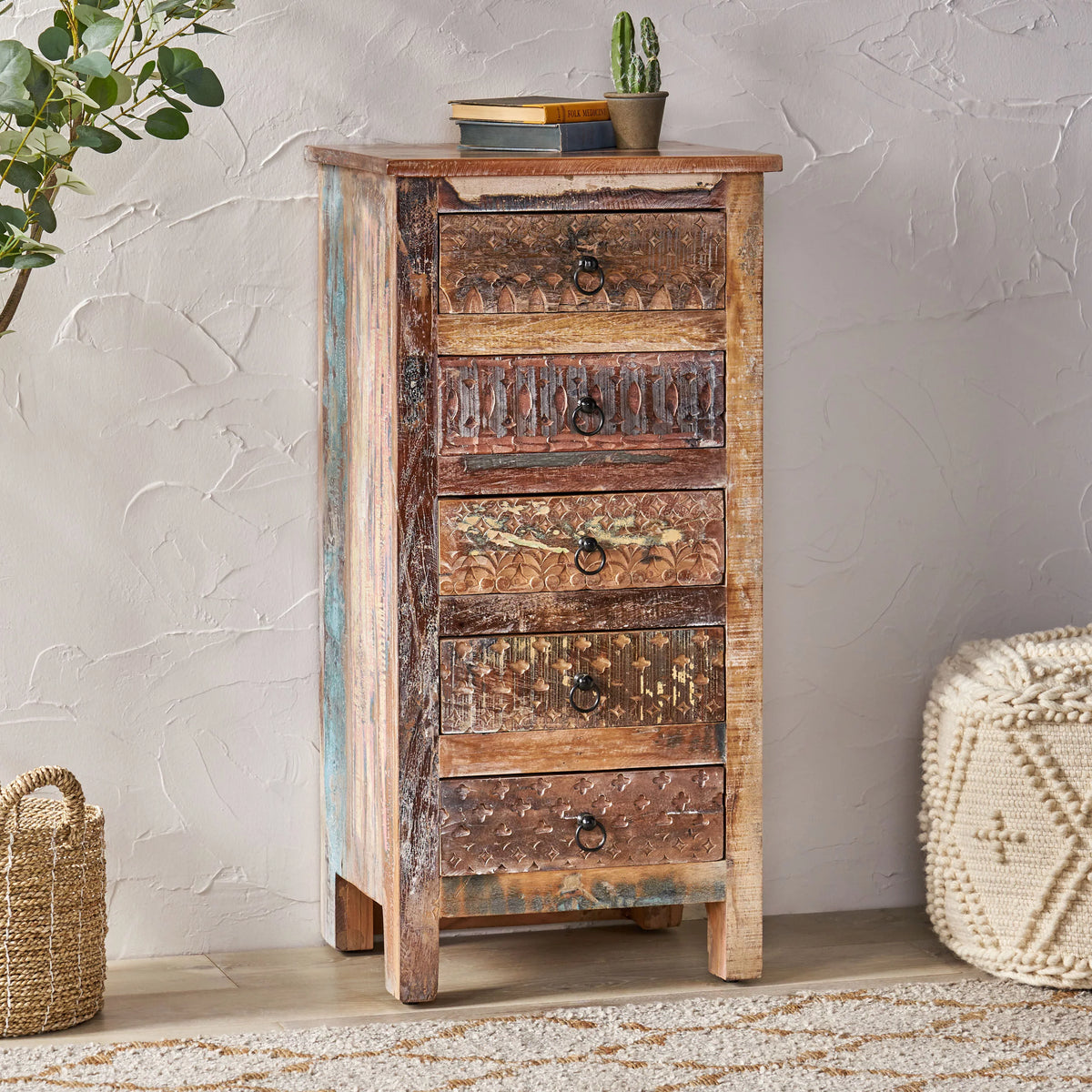 Handmade Wood 5 Drawer Chest G168