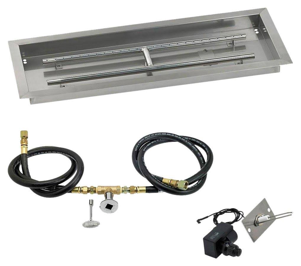 Natural Gas 48 x 14 Stainless Steel Drop in Fire Pit Pan with Spark Ignition Kit P298204