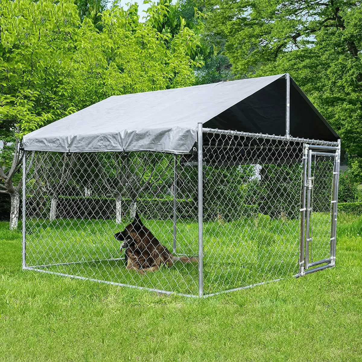 Large Outdoor Dog Kennel with Waterproof Cover and Lock L89882