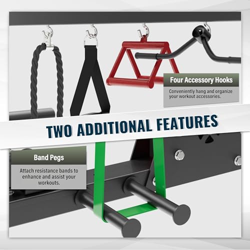 Multi-Functional Power Rack 1600lbs Capacity Squat Rack with Dual Pulley System M40457