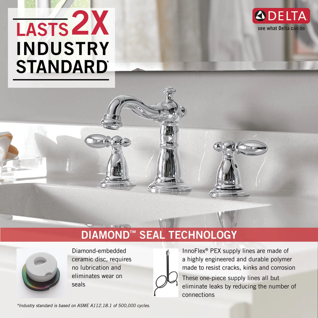 Two Handle Widespread Bathroom Faucet in Chrome M75665