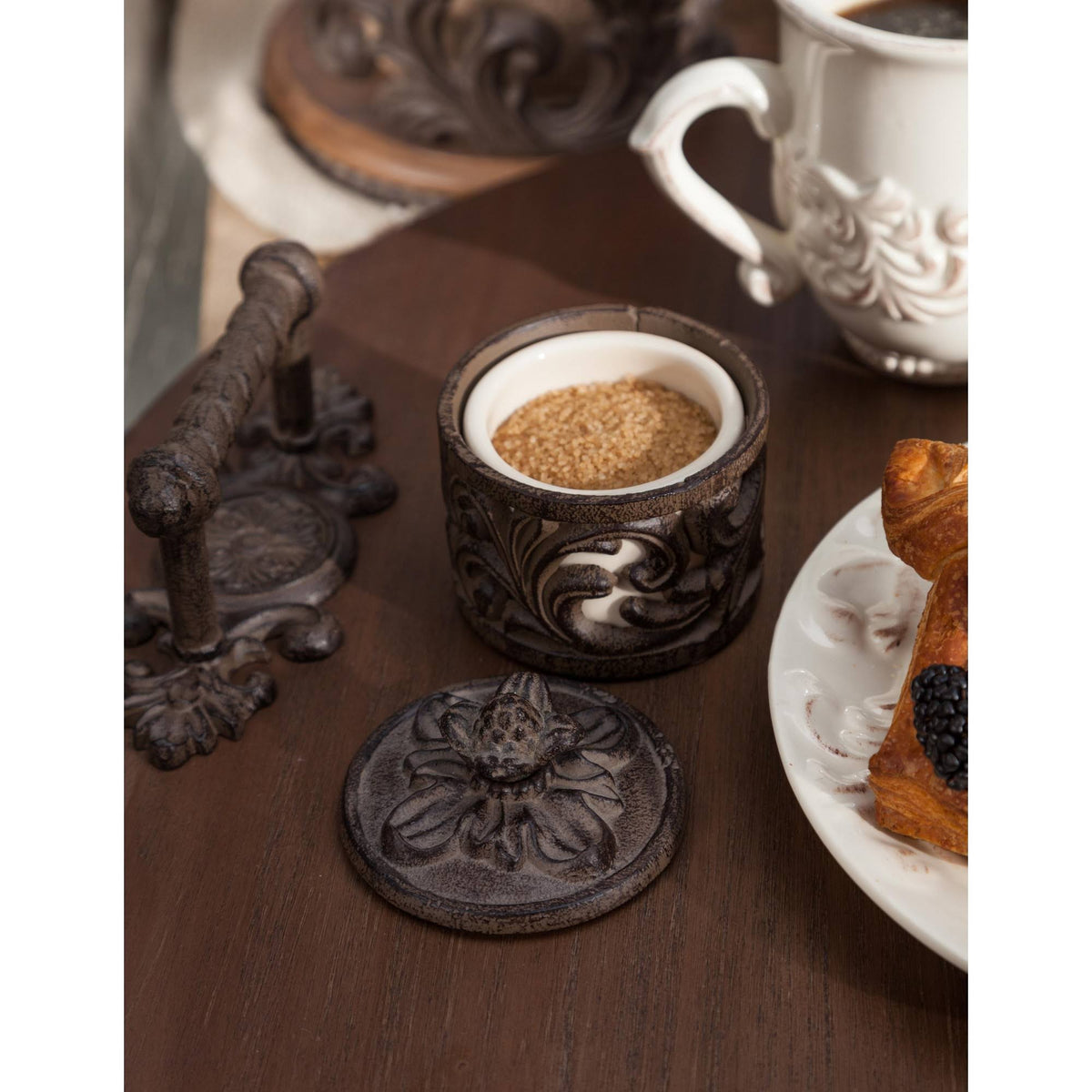 Wood Lazy Susan with Metal Handles N1034