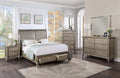 King Size Bed with Storage Drawers Dresser Mirror Nightstands Chest Grey Wooden V8873