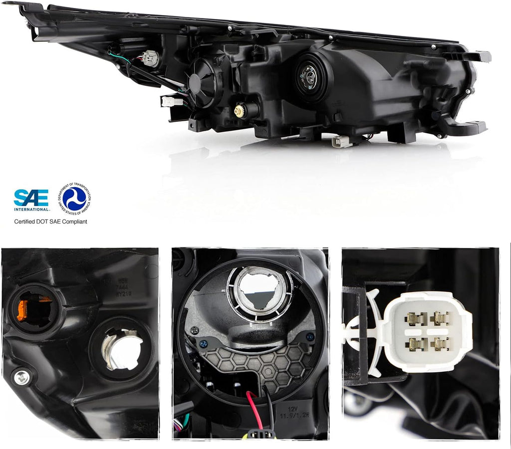 Projector Black Headlight Driver Left side w/LED DRL X783