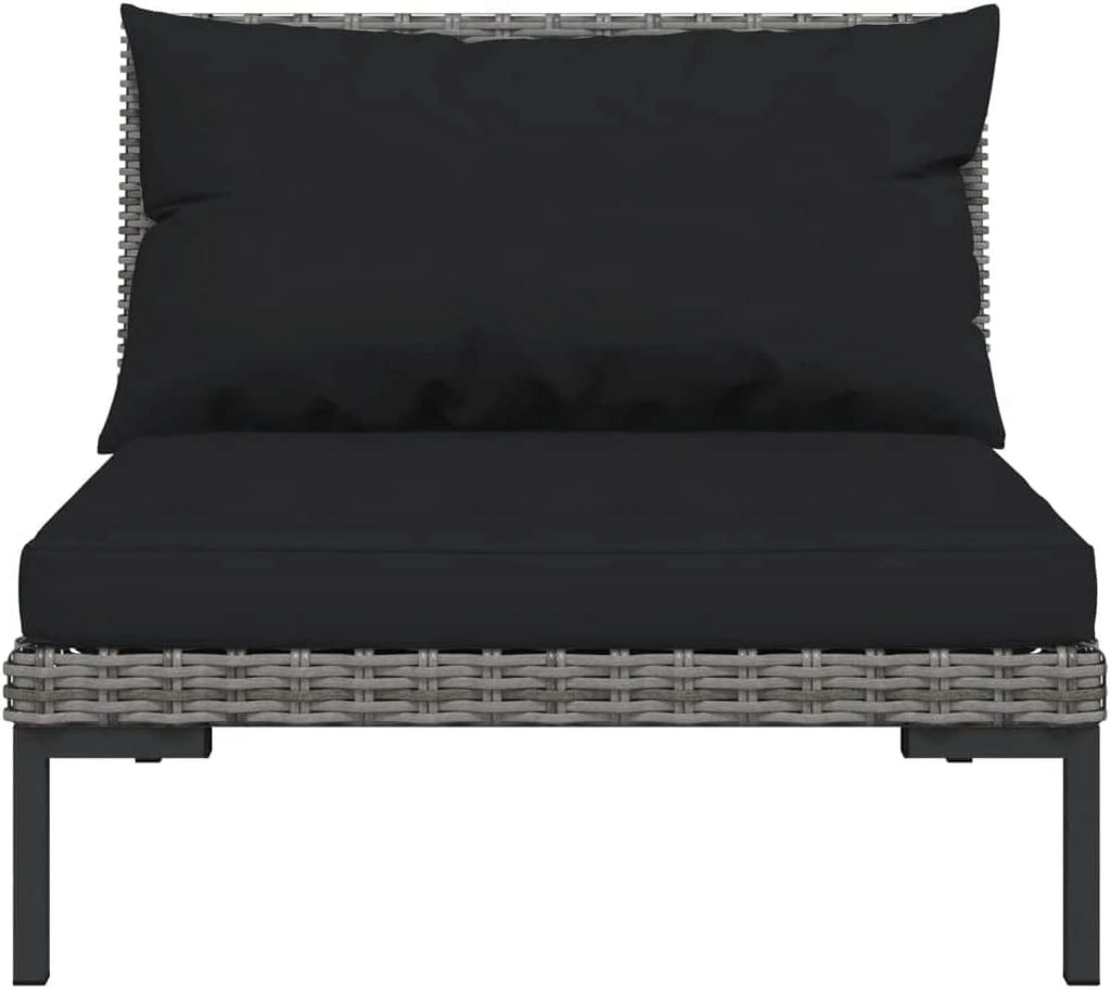 14 Piece Patio Lounge Set with Cushions Poly Rattan Dark Gray P1562