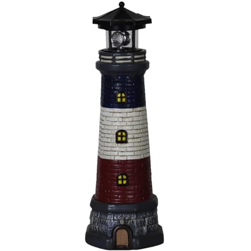 15" Tall Waterproof Resin Lighthouse Solar Light X52351