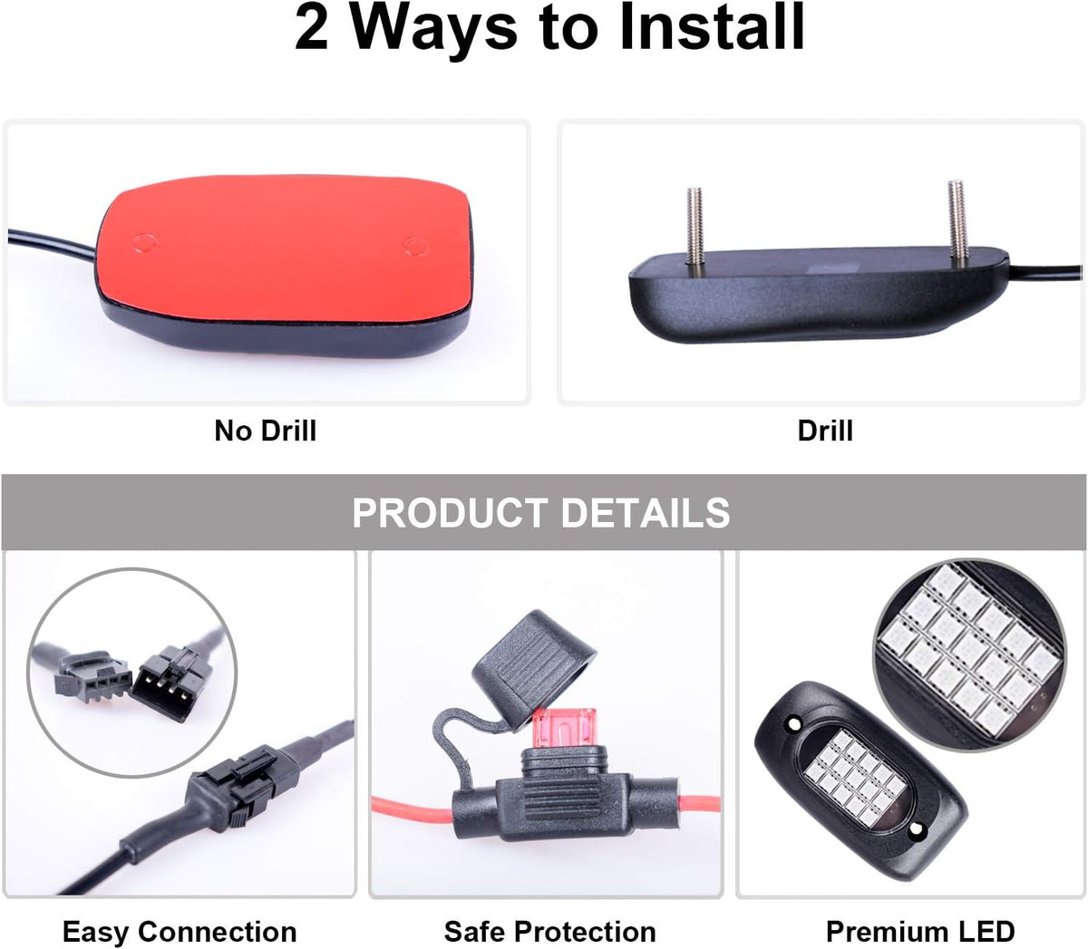 8 Pods Multicolor LED Rock Lights with APP Control J82906