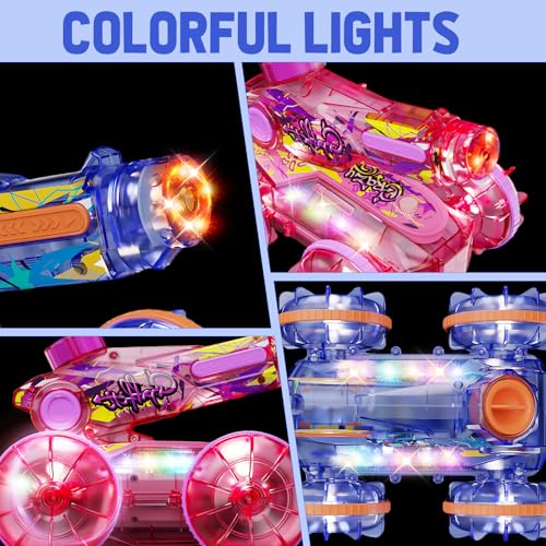 Gesture Sensing Remote Control Car Toys - Drift RC Stunt Car for Kids | 360° Rotating 4WD Transform RC Cars | 2.4Ghz Hand Controlled with Lights Music | Birthday to Boys (Purple) D2340