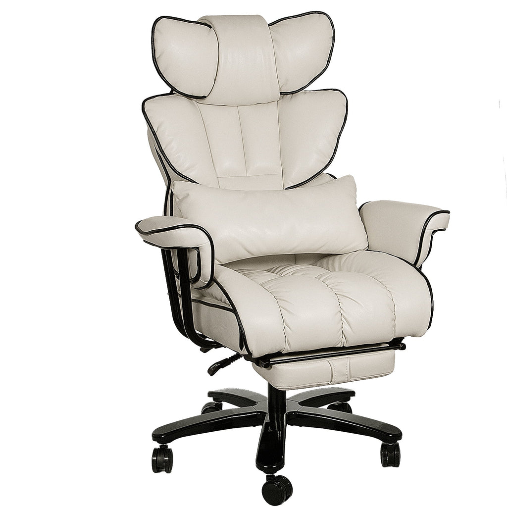 Big and Tall Ergonomic PU Leather Reclining Office Chair with Footrest G68429