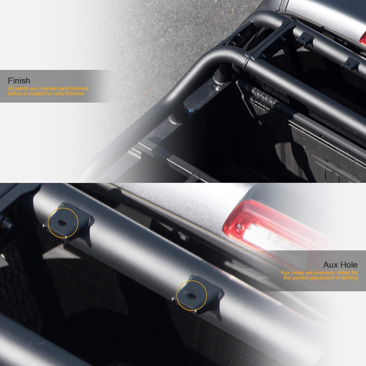 Matte Black Truck Bed Roll Bar with Tire Carrier M1055