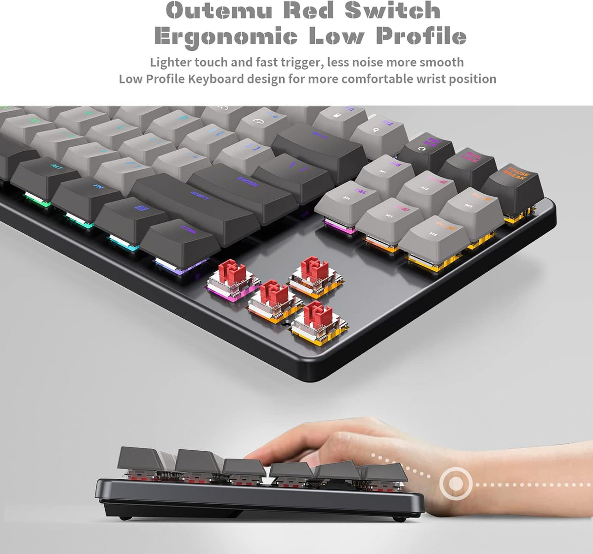 87 Keys RGB Mechanical Keyboard, Low Profile Aluminum TKL Hot-Swappable Ultra-Slim Y6820