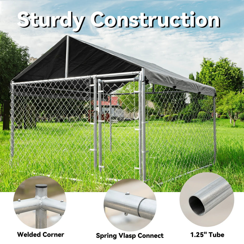 Large Outdoor Dog Kennel with Waterproof Cover and Lock L89882
