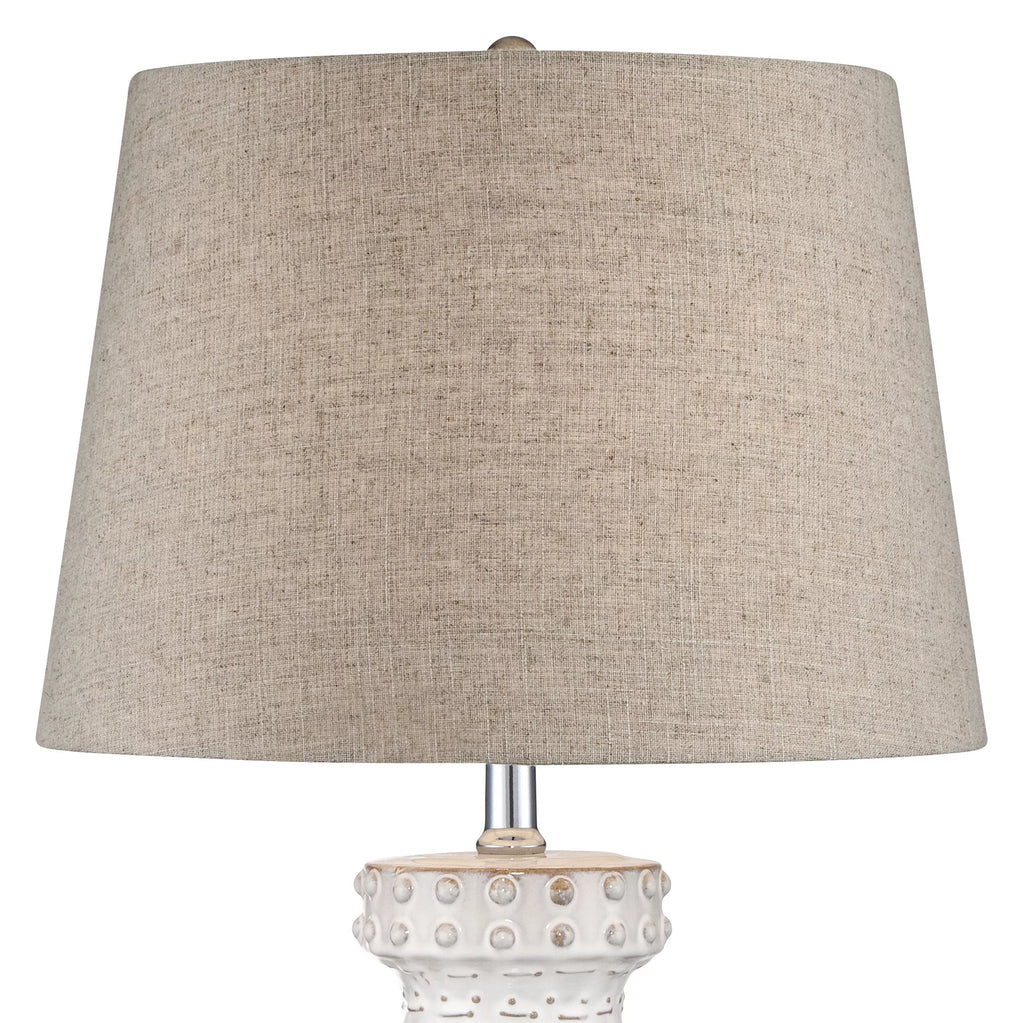 26" High Cream White Glaze Table Lamp U1278