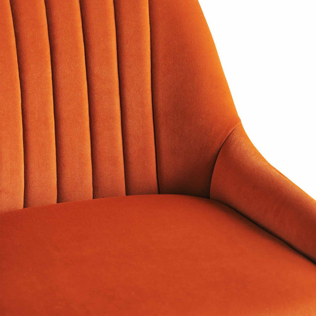 Velvet Dining Chairs with Golden Legs, Set of 2, Orange O90527