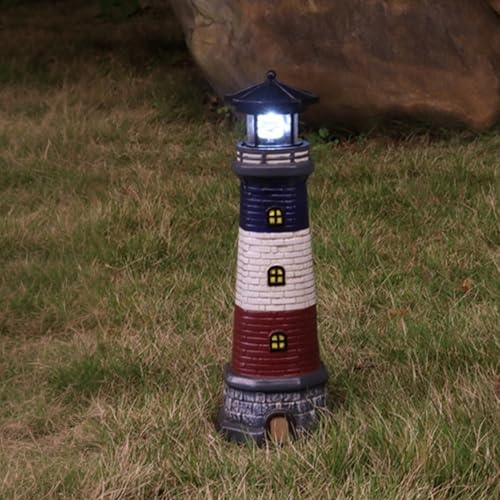 15" Tall Waterproof Resin Lighthouse Solar Light X52351