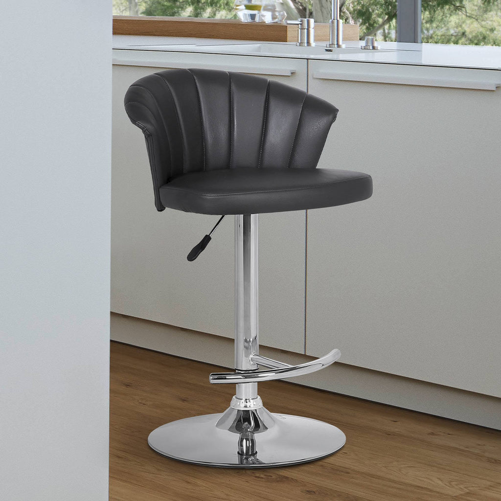 Grey Faux Leather Bar Stool F299