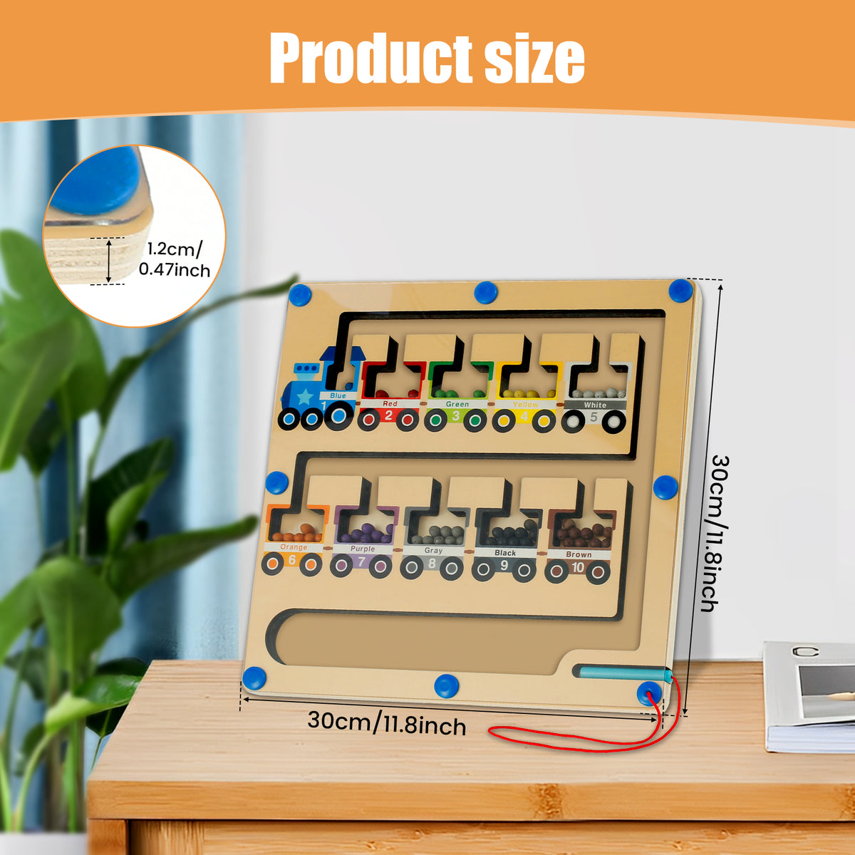 Magnetic Color and Number Maze Wooden Magnet Board Toy Q76244