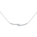 14k White Gold Round Diamond Curved Bypass Bar Necklace 1/2 Cttw A290