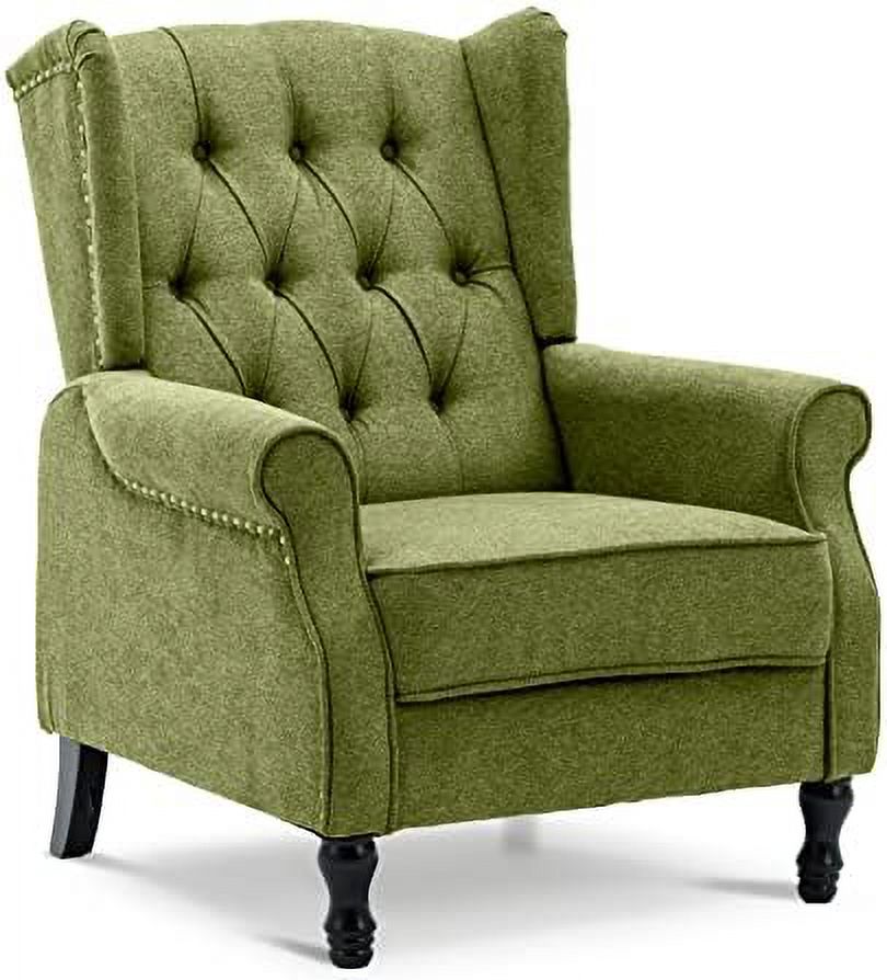 Yellow Linen Accent Chair with Wooden Legs E877