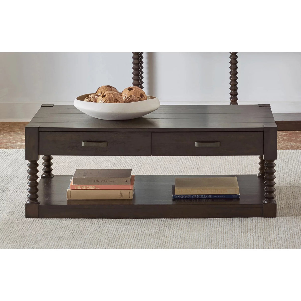 Brown 2-Drawer Wood Coffee Table Q901605