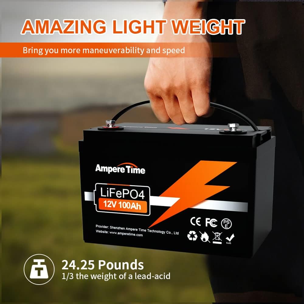 12V 100Ah LiFePO4 Battery with 14.6V 10A Charger, 100A BMS B24583