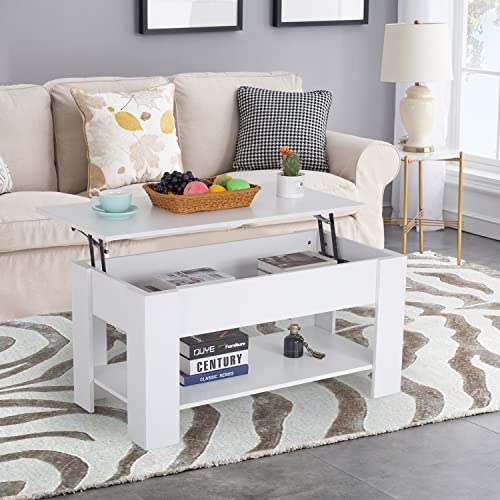 39.4" Lift Top Coffee Table with Hidden Compartment and Storage Shelf Black V55688