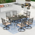 7-Piece Outdoor Dining Set with Swivel Cushioned Chairs & Rectangle Table C46720
