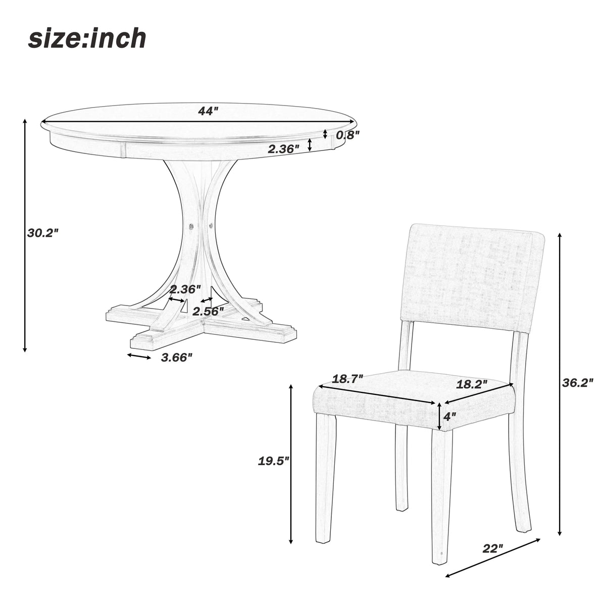 5-Piece Round Dining Table Set with Chairs N31275