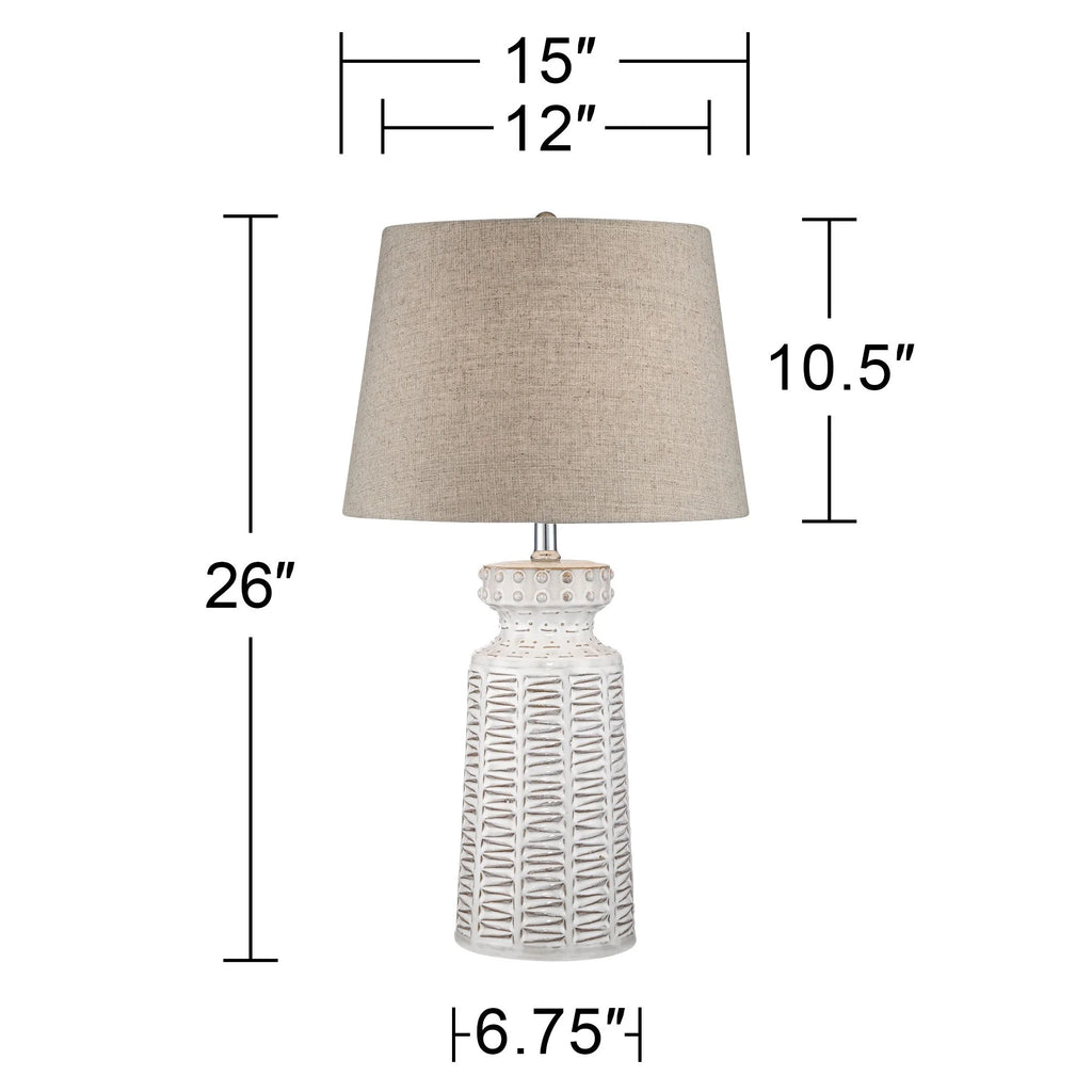 26" High Cream White Glaze Table Lamp U1278