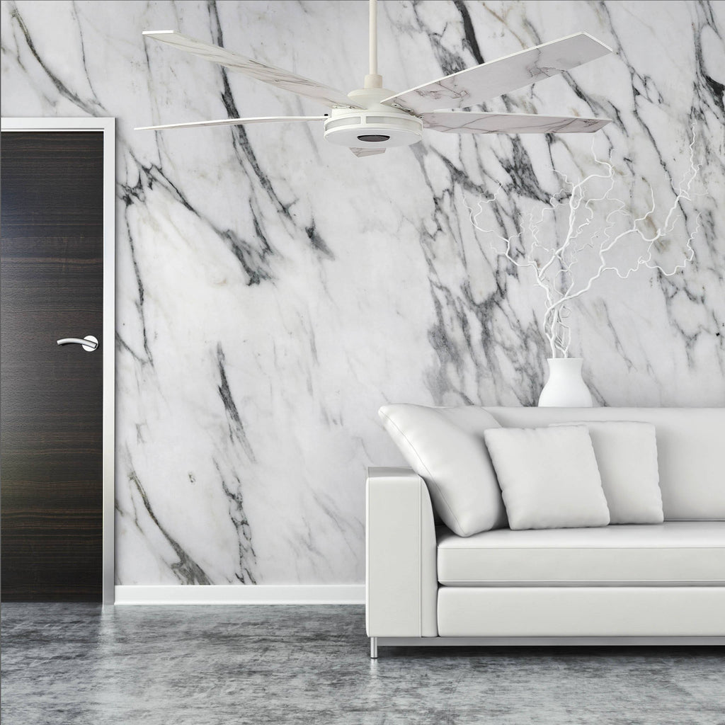 White Smart Ceiling Fan with Dimmable LED Light and Remote O639739