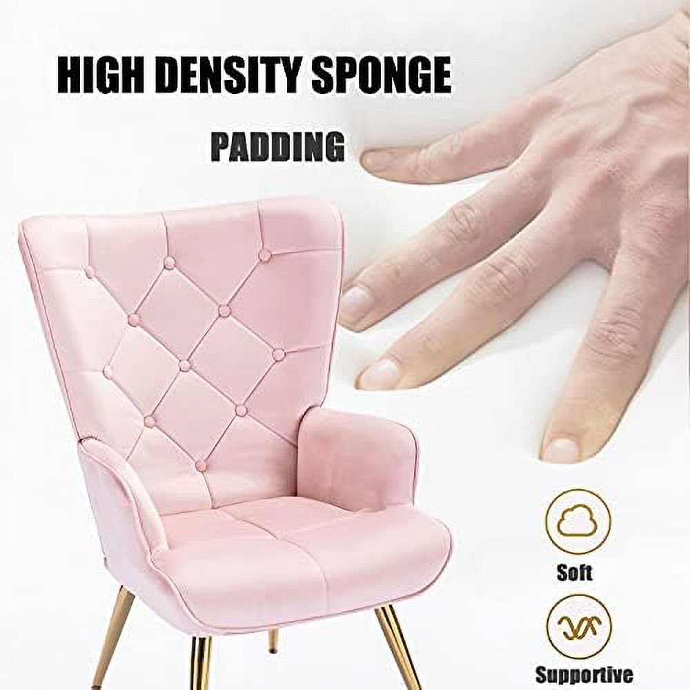 Pink Velvet Accent Chair with Pillow I380148
