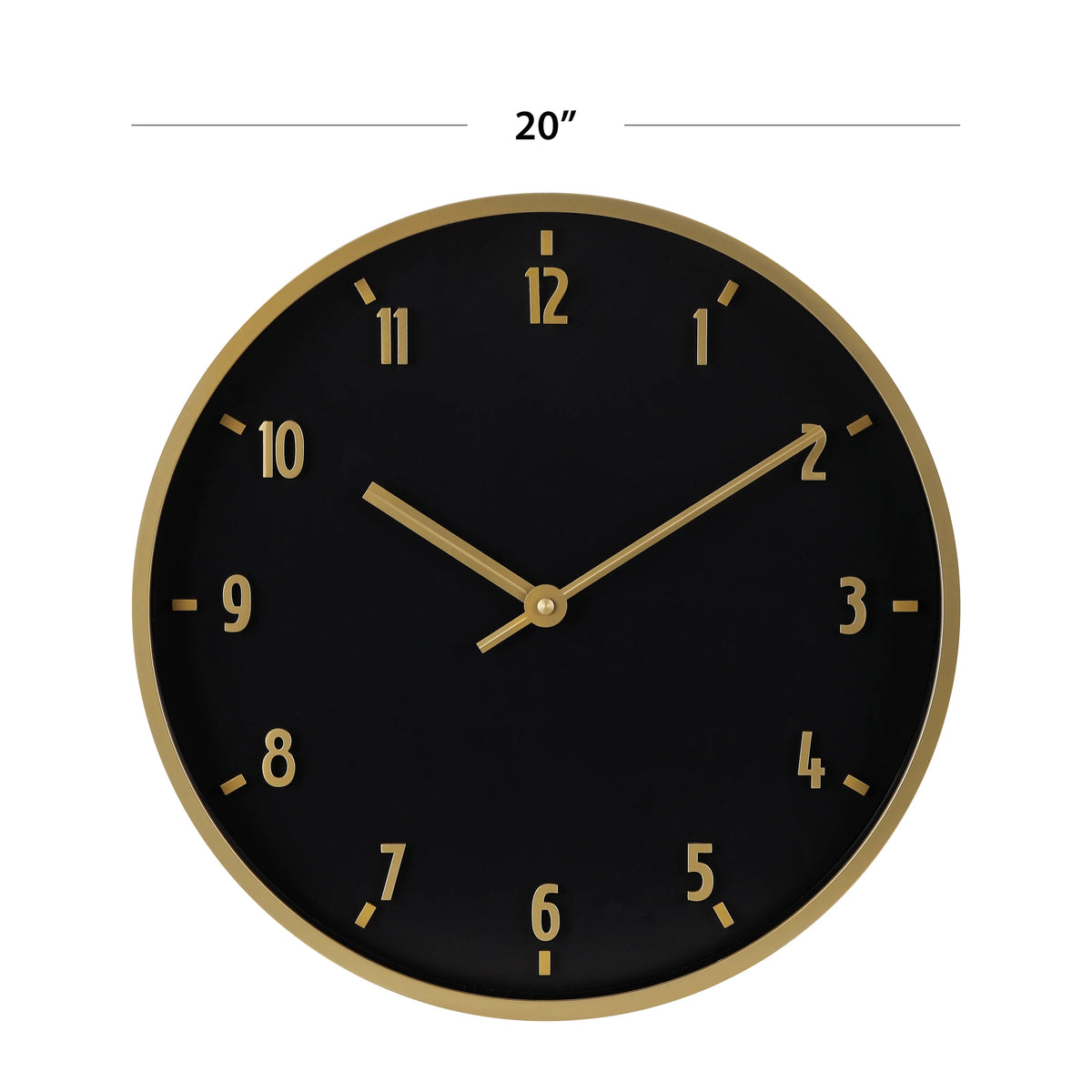 20" Round Indoor Black and Gold Analog Wall Clock with Arabic Numbers H755