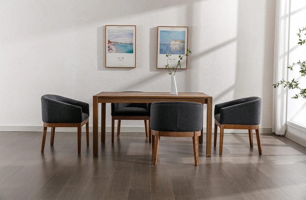 Charcoal Linen Upholstered Dining Chairs Set of 2 with Armrests V514