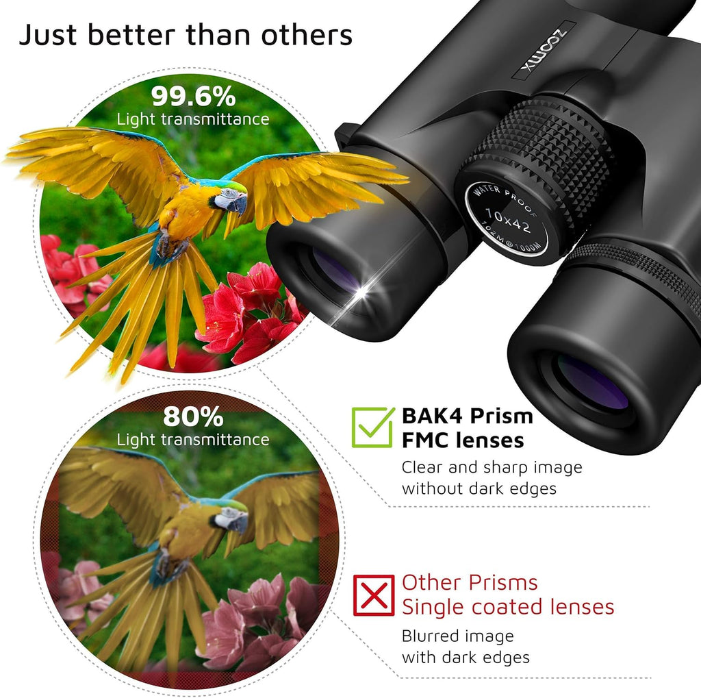 10x42 Waterproof HD Binoculars with Carrying Bag O69440