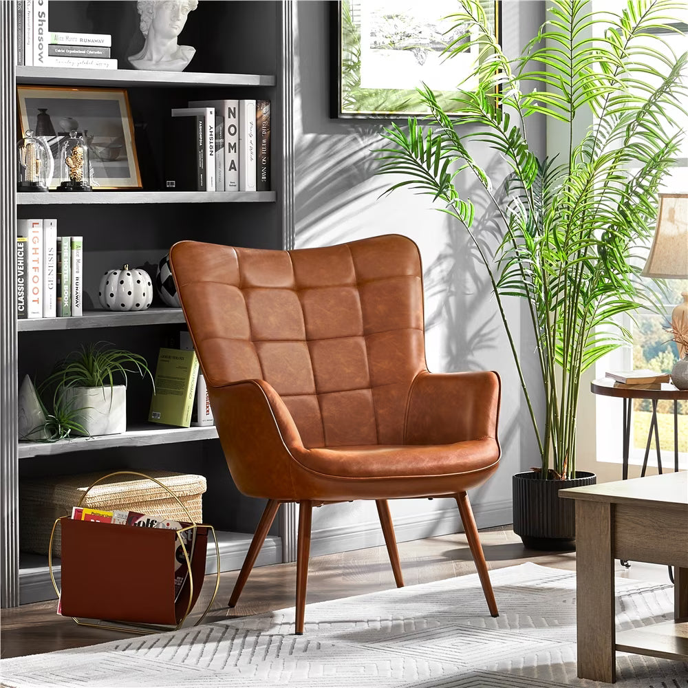 Brown Faux Leather Accent Chair H250