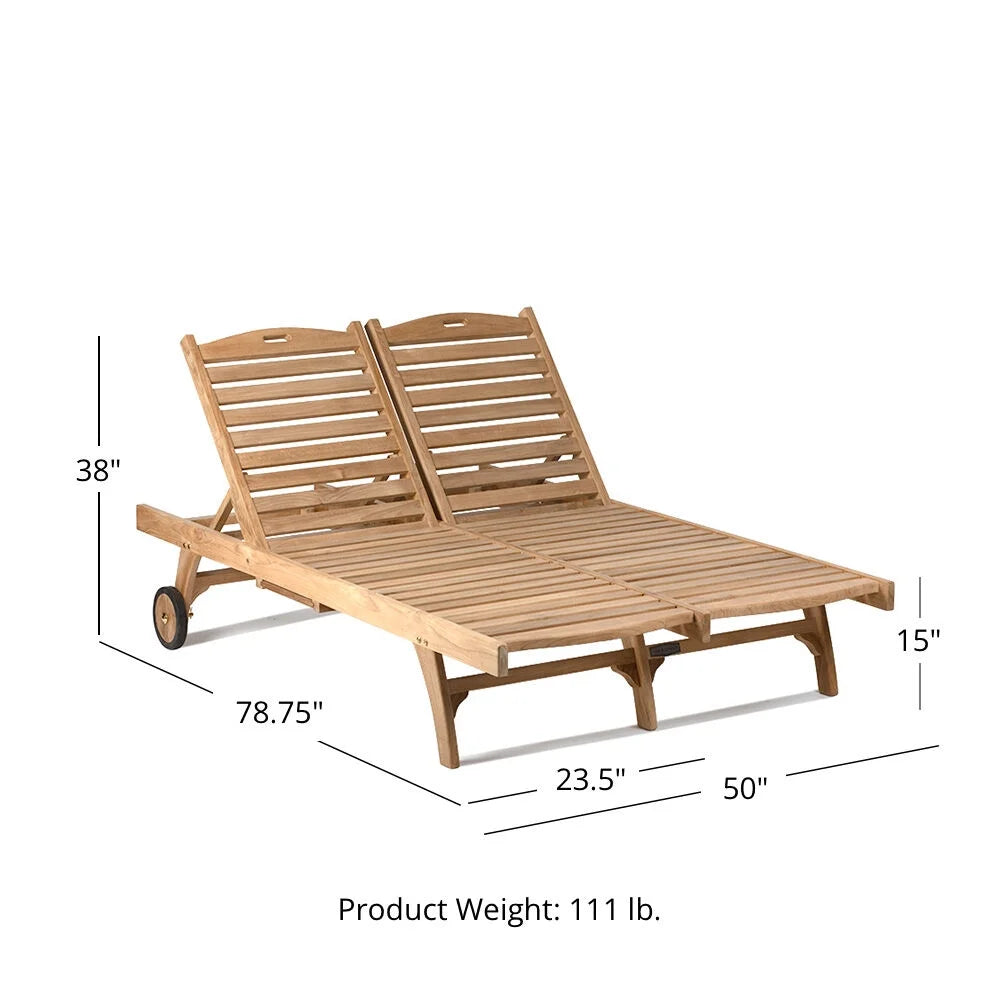 Grade A Teak Double Sun Lounger F383